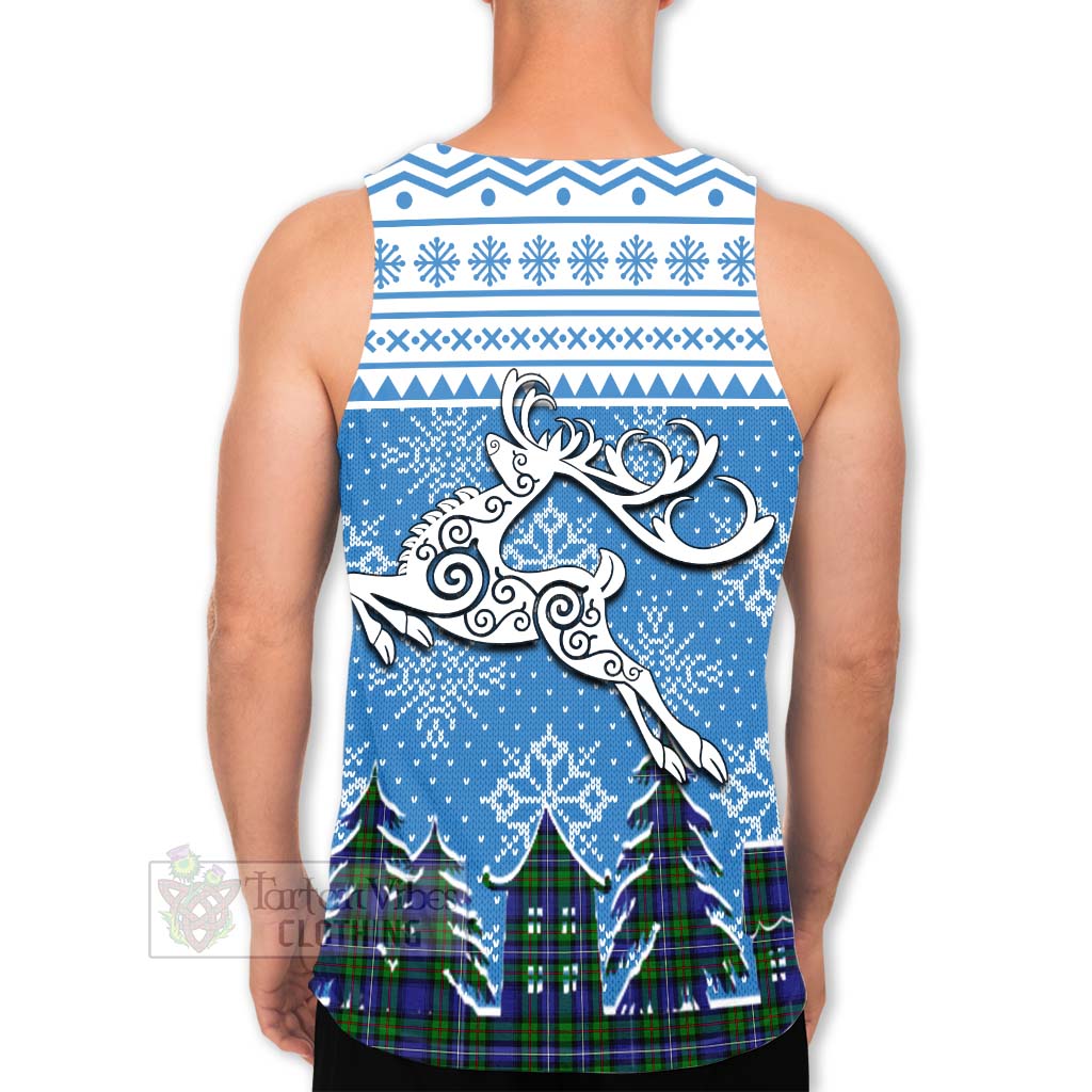 Tartan Vibes Clothing Donnachaidh Clan Christmas Men's Tank Top Celtic Reindeer Style