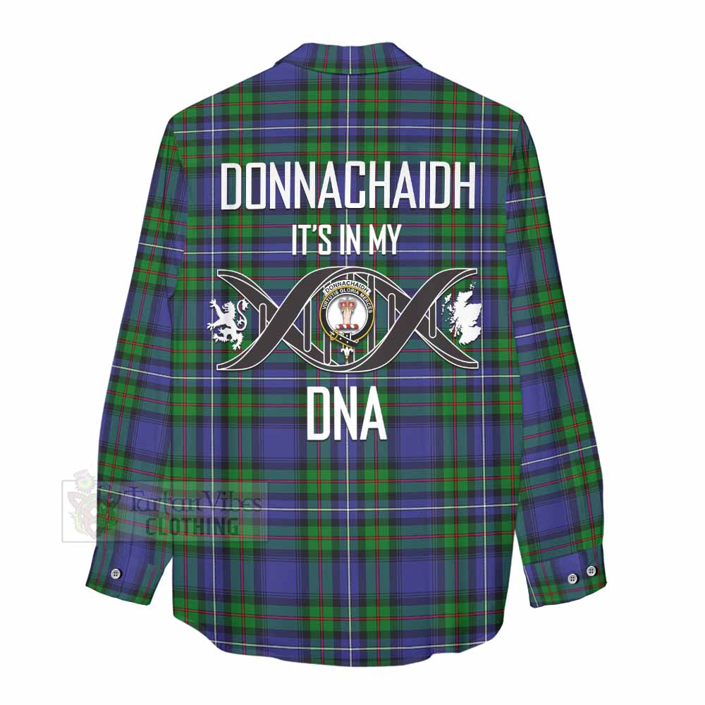 Tartan Vibes Clothing Donnachaidh Tartan Women's Casual Shirt with Family Crest DNA In Me Style