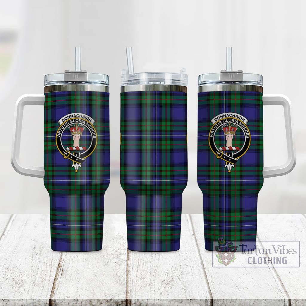 Tartan Vibes Clothing Donnachaidh Tartan and Family Crest Tumbler with Handle