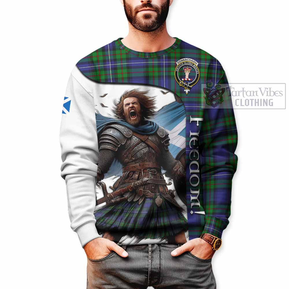 Tartan Vibes Clothing Donnachaidh Crest Tartan Sweatshirt Inspired by the Freedom of Scottish Warrior