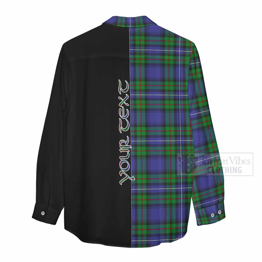 Tartan Vibes Clothing Donnachaidh Tartan Women's Casual Shirt with Family Crest and Half Of Me Style