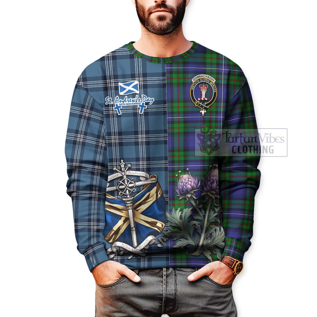 Tartan Vibes Clothing Donnachaidh Tartan Sweatshirt Happy St. Andrew's Day Half Tartan Style