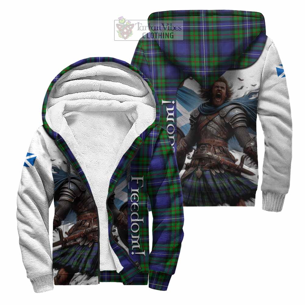 Tartan Vibes Clothing Donnachaidh Crest Tartan Sherpa Hoodie Inspired by the Freedom of Scottish Warrior