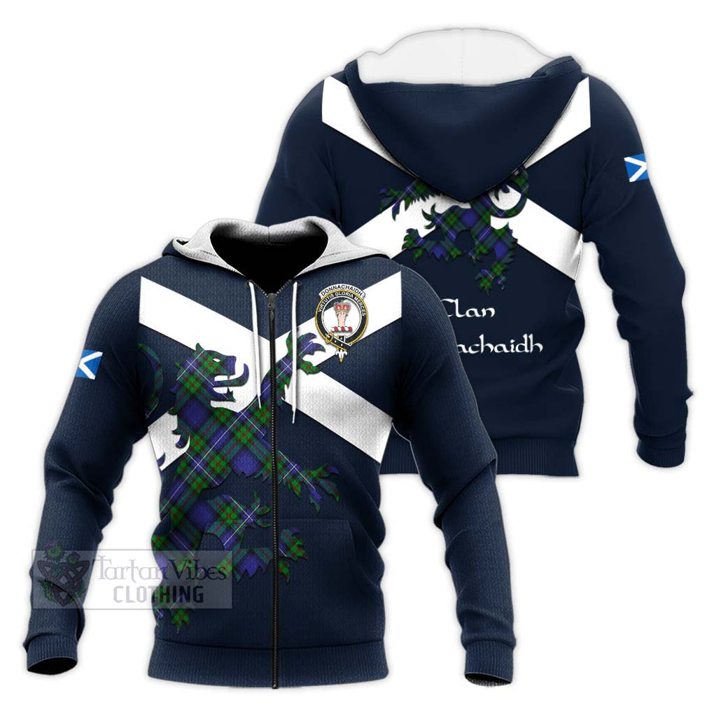 Tartan Vibes Clothing Donnachaidh Tartan Lion Rampant Knitted Hoodie – Proudly Display Your Heritage with Alba Gu Brath and Clan Name