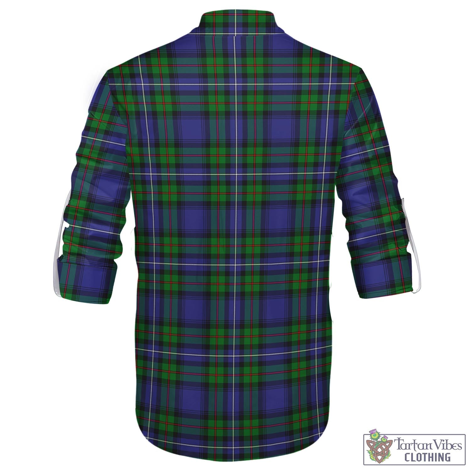 Tartan Vibes Clothing Donnachaidh Tartan Men's Scottish Traditional Jacobite Ghillie Kilt Shirt with Family Crest