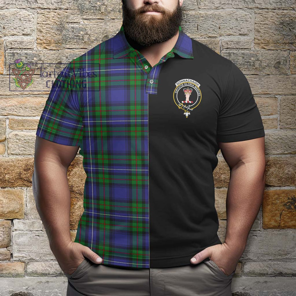 Donnachaidh Tartan Polo Shirt with Family Crest and Half Of Me Style - Tartanvibesclothing Shop