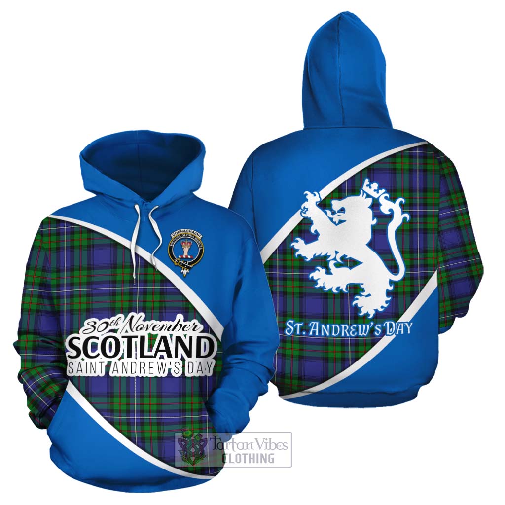 Tartan Vibes Clothing Donnachaidh Family Crest Tartan Cotton Hoodie Celebrate Saint Andrew's Day in Style