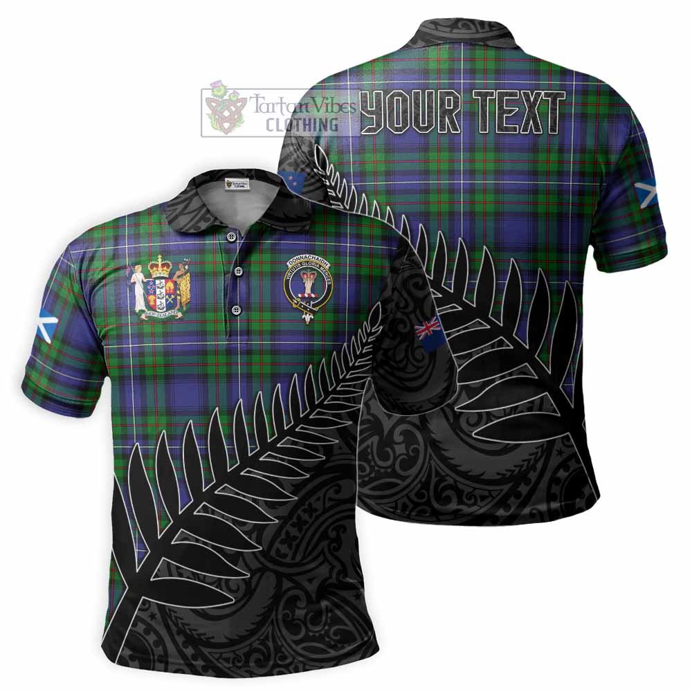 Donnachaidh Crest Tartan Polo Shirt with New Zealand Silver Fern Half Style