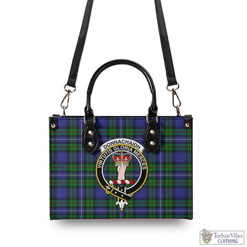 Donnachaidh Tartan Luxury Leather Handbags with Family Crest - Tartan Vibes Clothing