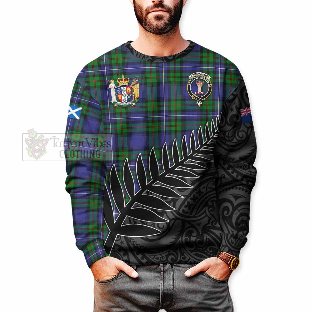 Tartan Vibes Clothing Donnachaidh Crest Tartan Sweatshirt with New Zealand Silver Fern Half Style