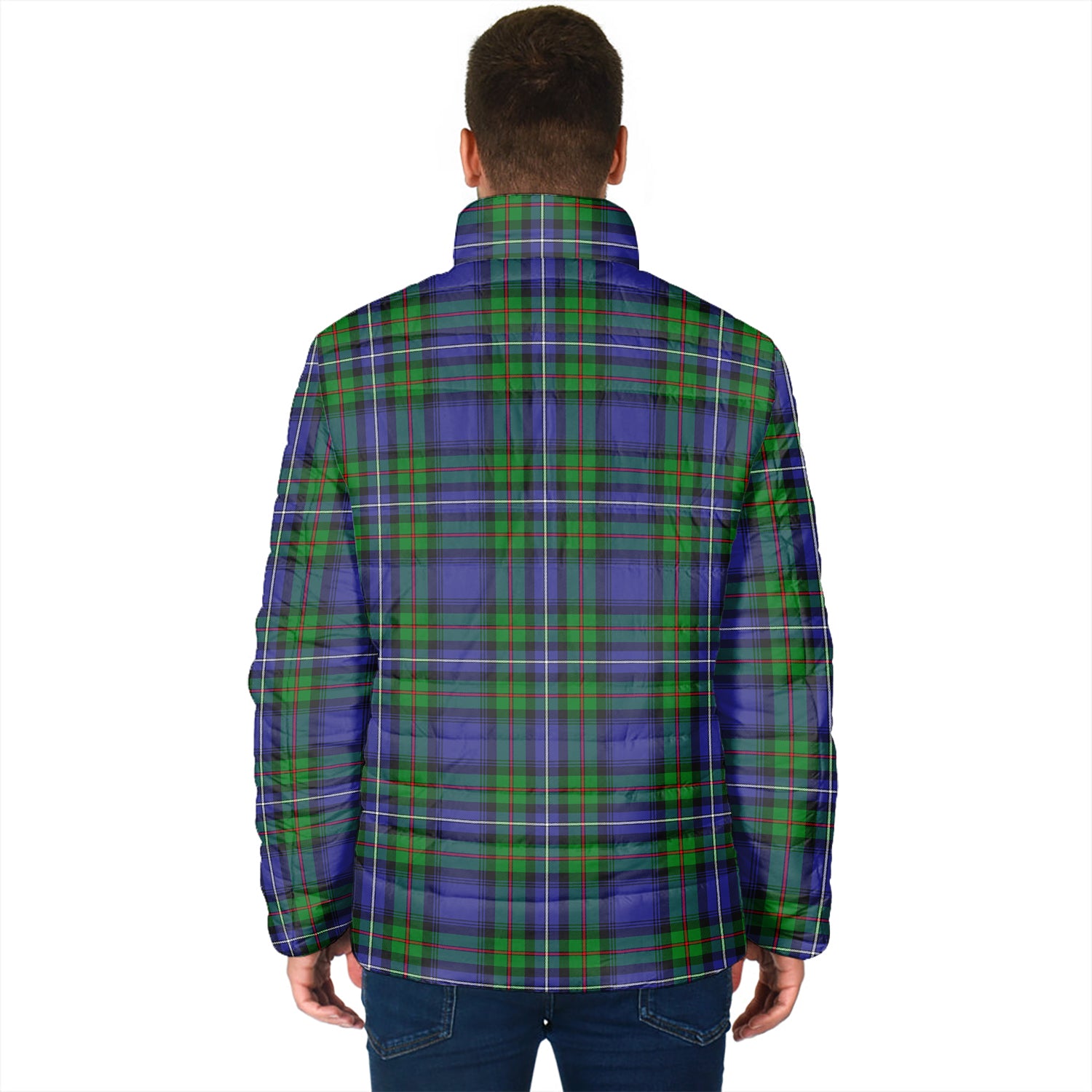 Donnachaidh Tartan Padded Jacket with Family Crest - Tartan Vibes Clothing