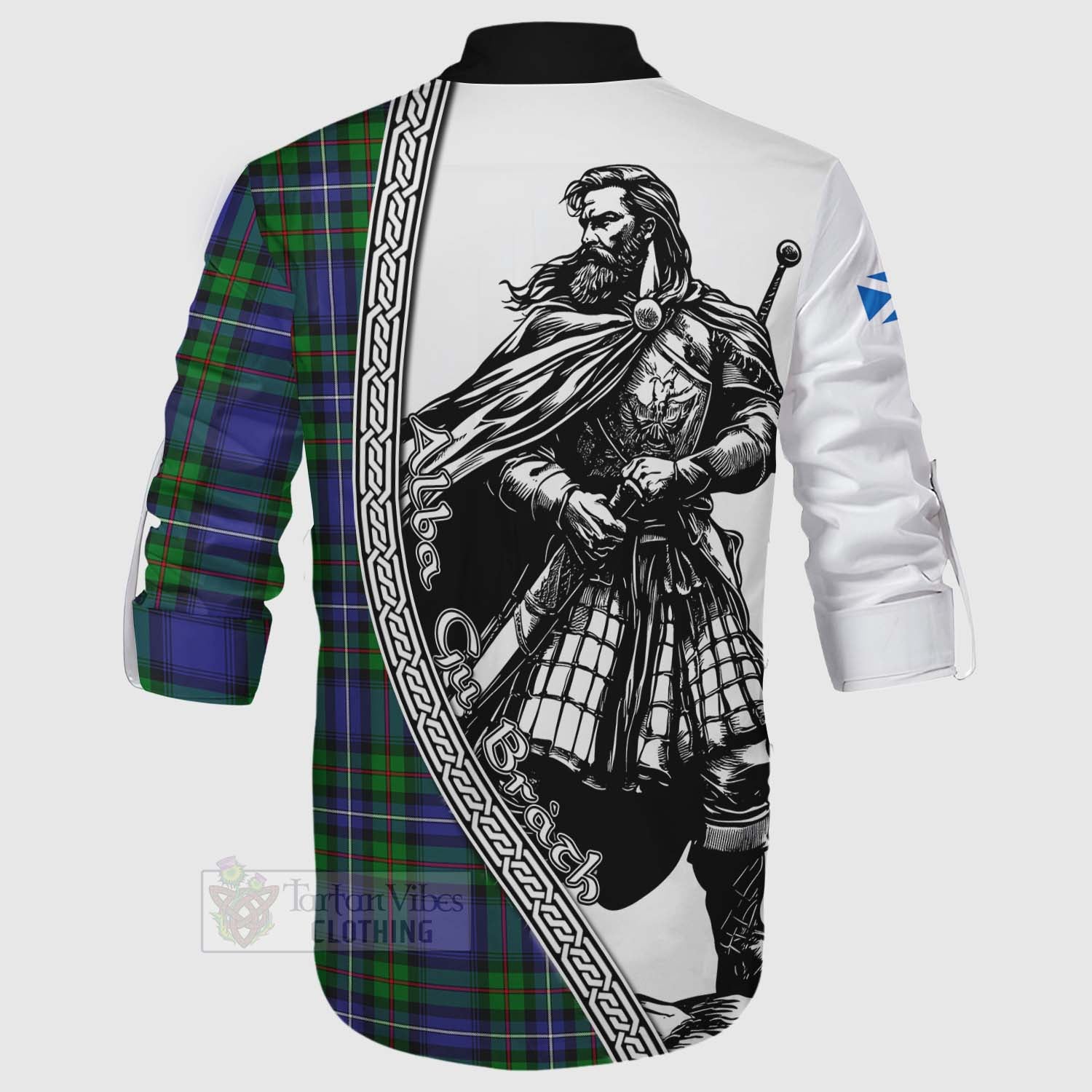 Tartan Vibes Clothing Donnachaidh Tartan Clan Crest Ghillie Kilt Shirt with Highlander Warrior Celtic Style