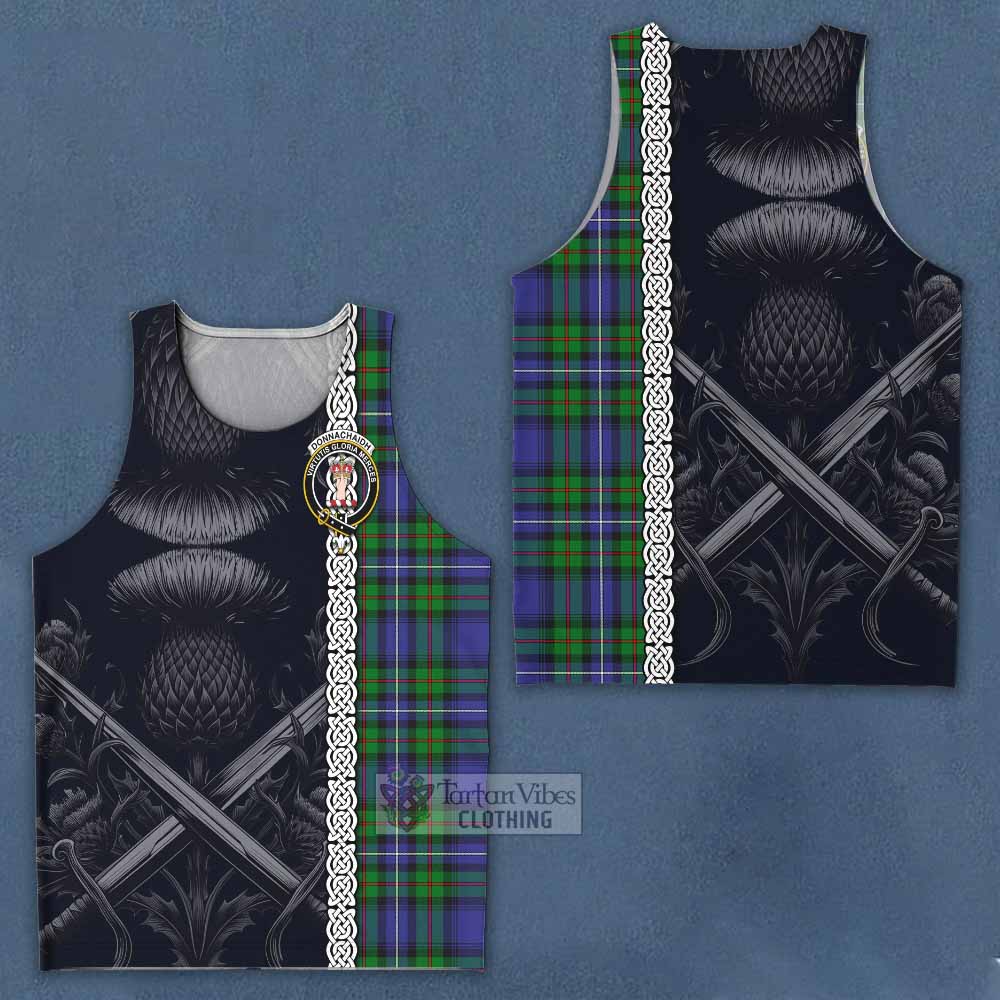 Donnachaidh Tartan Men's Tank Top with Family Crest Cross Sword Thistle Celtic Vibes - Tartan Vibes Clothing