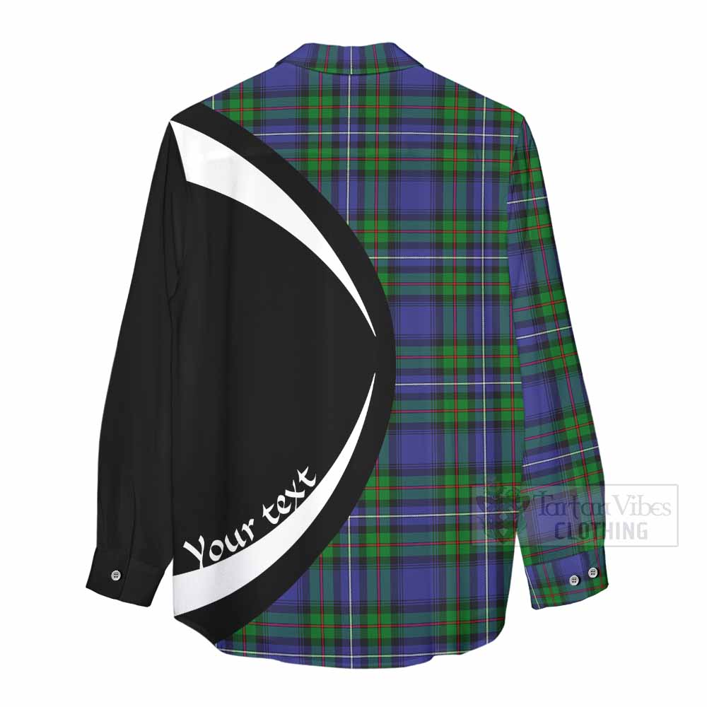 Tartan Vibes Clothing Donnachaidh Tartan Women's Casual Shirt with Family Crest Circle Style