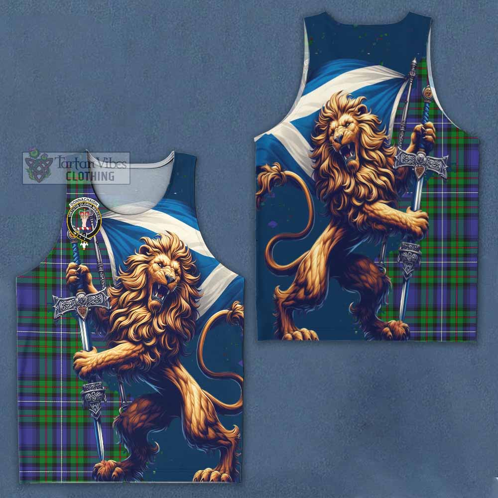 Tartan Vibes Clothing Donnachaidh Tartan Family Crest Men's Tank Top with Scottish Majestic Lion