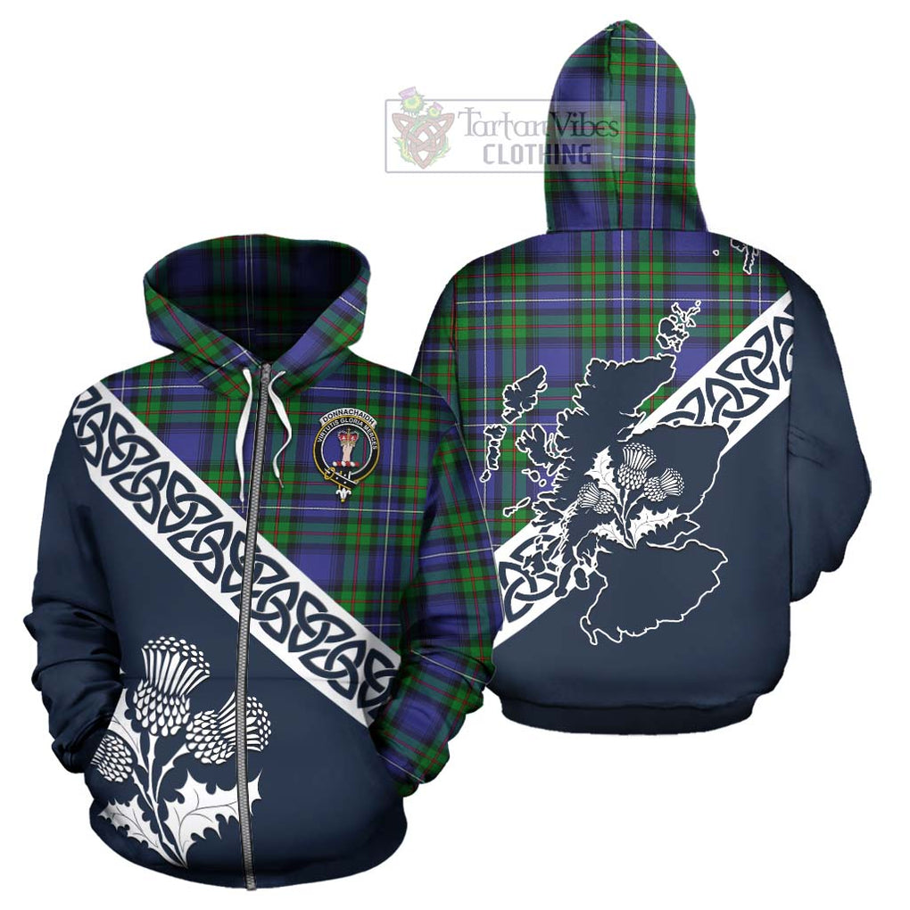 Tartan Vibes Clothing Donnachaidh Tartan Hoodie Featuring Thistle and Scotland Map