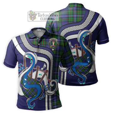 Donnachaidh Tartan Polo Shirt with Epic Bagpipe Style