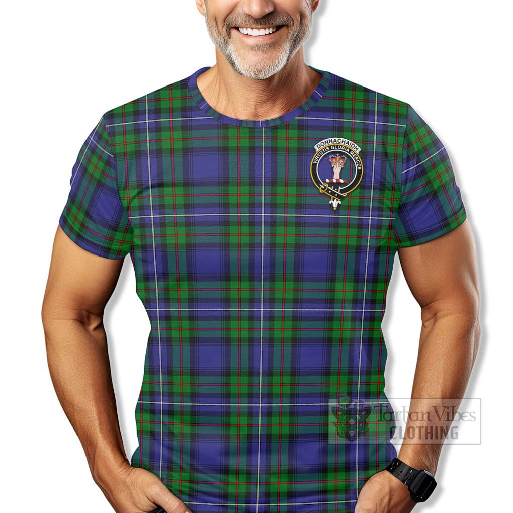 Tartan Vibes Clothing Donnachaidh Tartan T-Shirt with Family Crest Celtic Skull Style