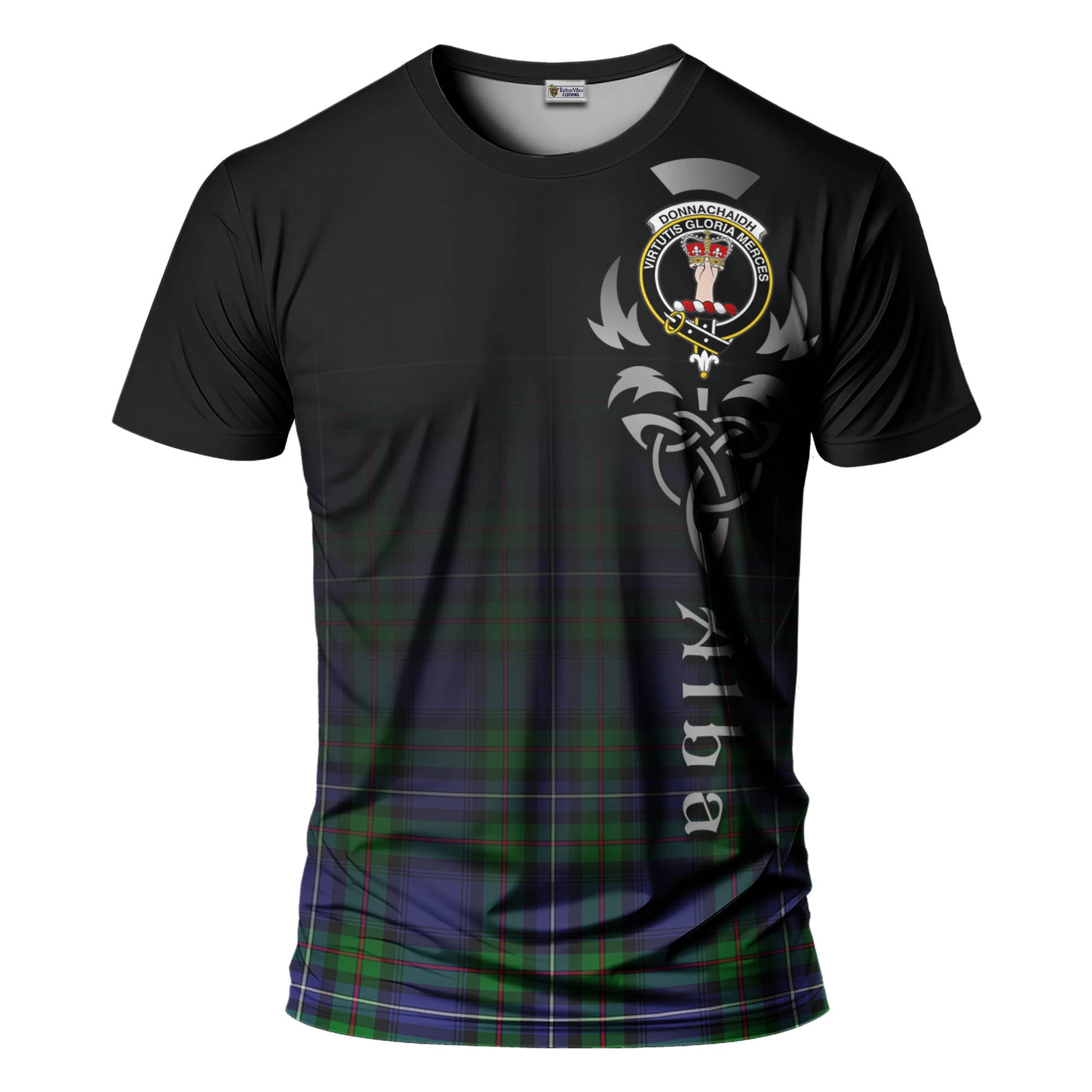 Tartan Vibes Clothing Donnachaidh Tartan T-Shirt Featuring Alba Gu Brath Family Crest Celtic Inspired