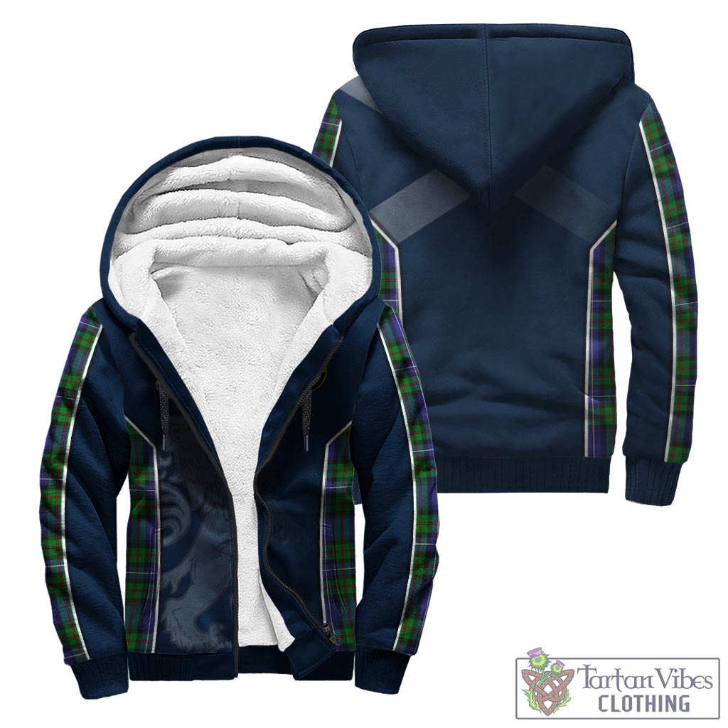 Tartan Vibes Clothing Donnachaidh Tartan Sherpa Hoodie with Family Crest and Lion Rampant Vibes Sport Style