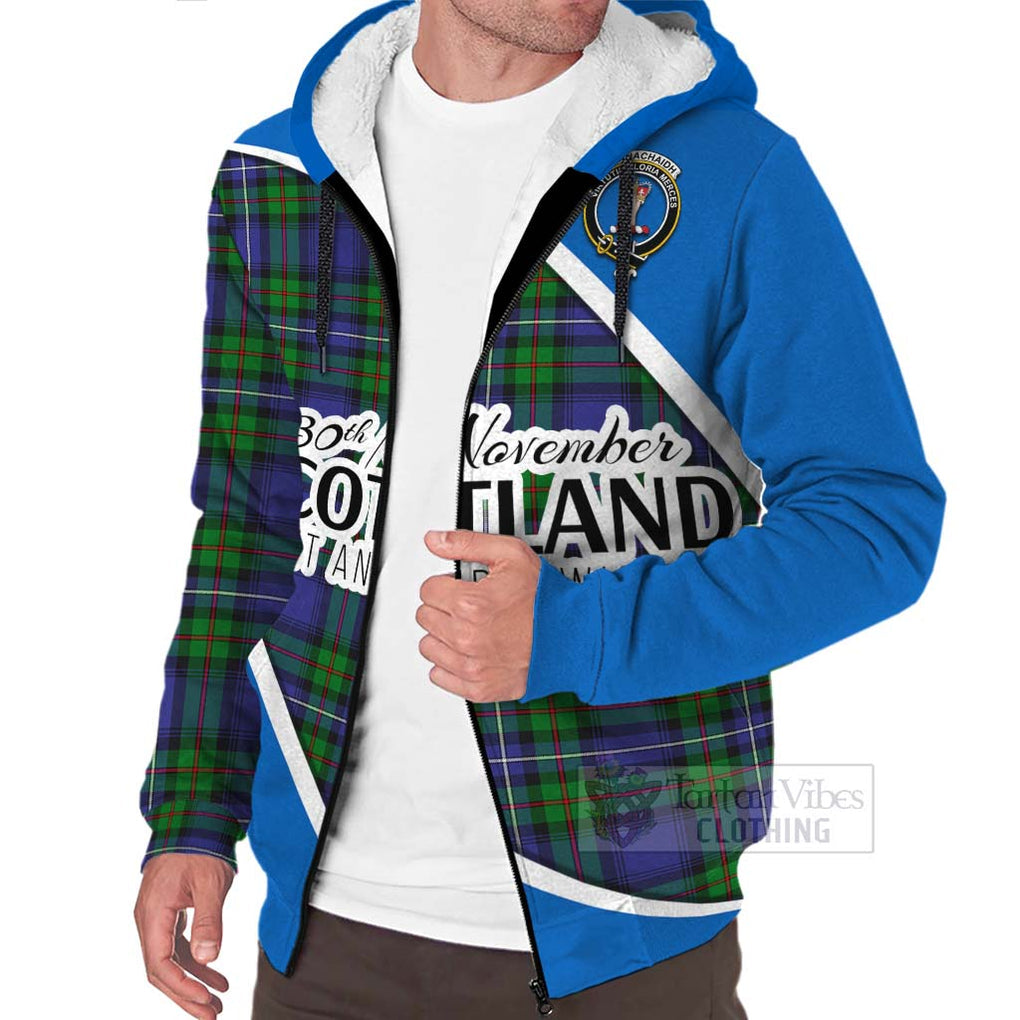 Tartan Vibes Clothing Donnachaidh Family Crest Tartan Sherpa Hoodie Celebrate Saint Andrew's Day in Style