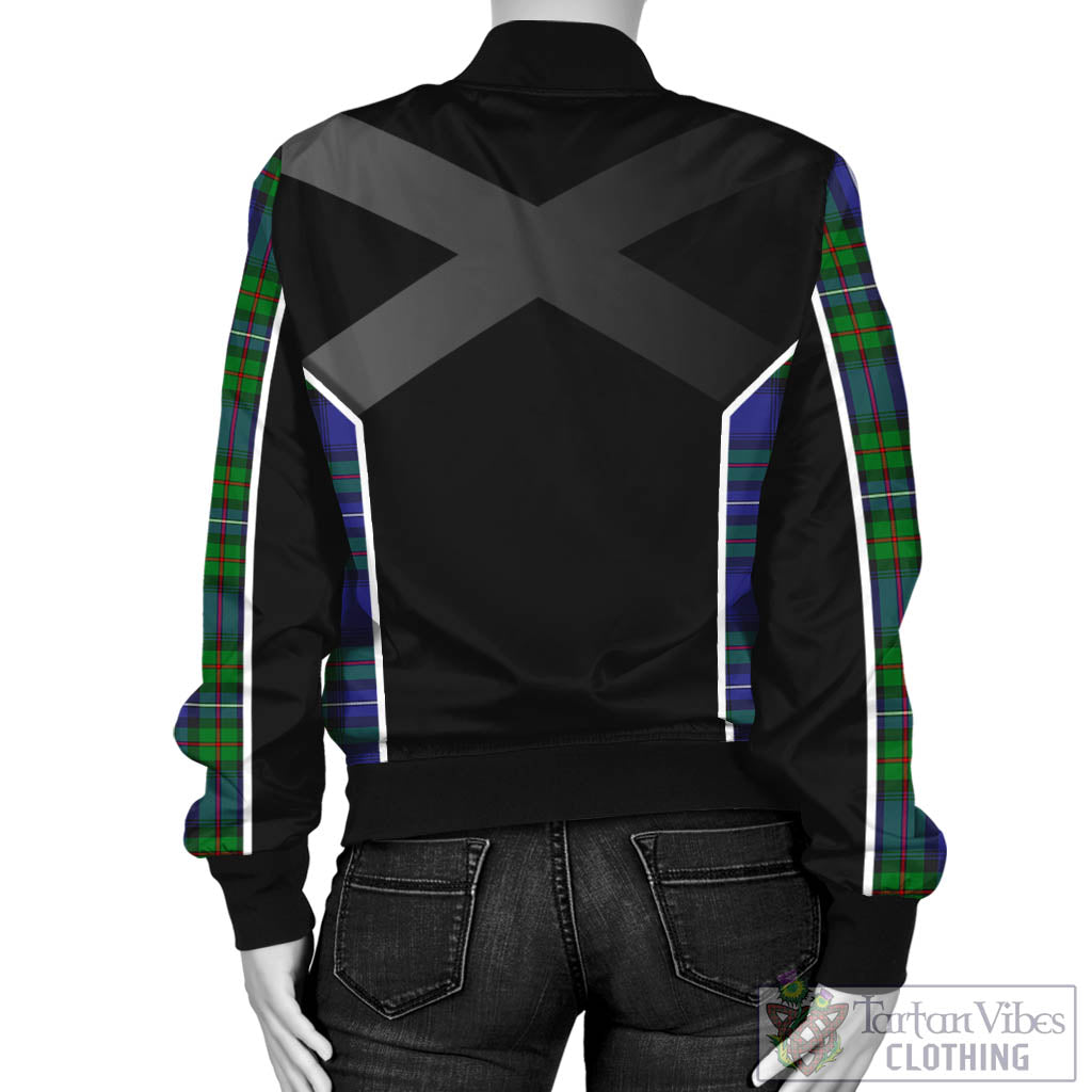 Tartan Vibes Clothing Donnachaidh Tartan Bomber Jacket with Family Crest and Scottish Thistle Vibes Sport Style