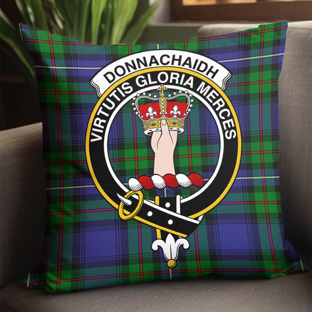Donnachaidh Tartan Pillow Cover with Family Crest - Tartanvibesclothing
