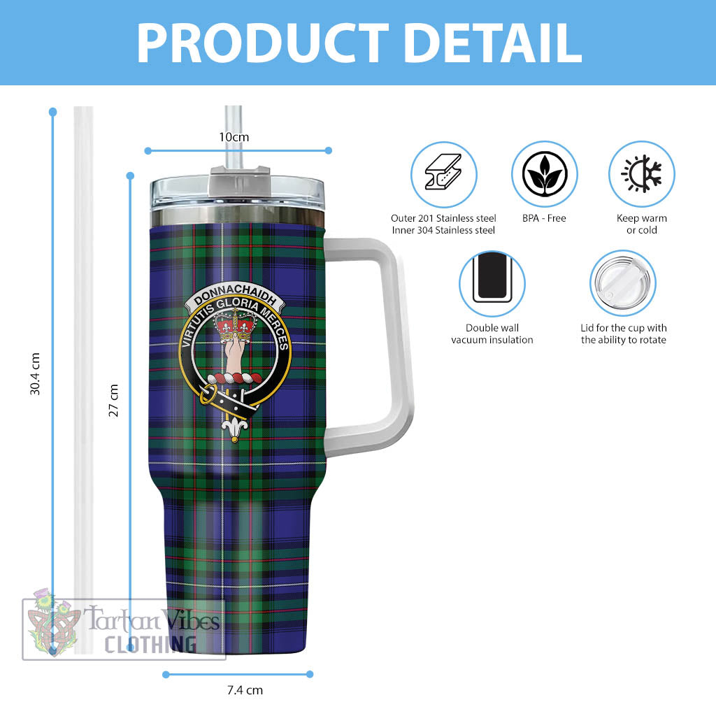 Tartan Vibes Clothing Donnachaidh Tartan and Family Crest Tumbler with Handle