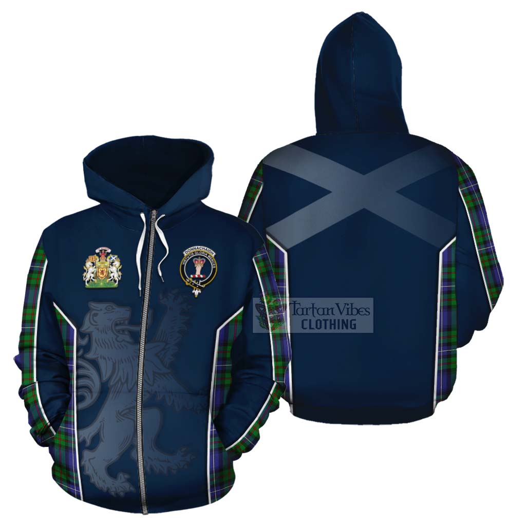 Tartan Vibes Clothing Donnachaidh Tartan Cotton Hoodie with Family Crest and Lion Rampant Vibes Sport Style