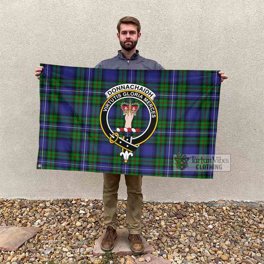 Tartan Vibes Clothing Donnachaidh Tartan House Flag with Family Crest