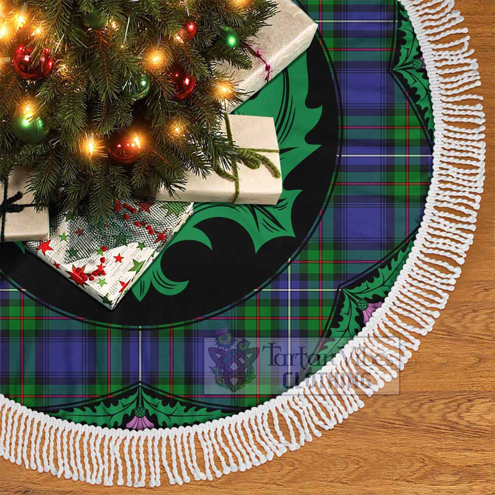 Tartan Vibes Clothing Donnachaidh Tartan Christmas Tree Skirt Scottish Thistle Style