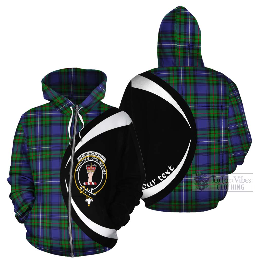 Tartan Vibes Clothing Donnachaidh Tartan Cotton Hoodie with Family Crest Circle Style