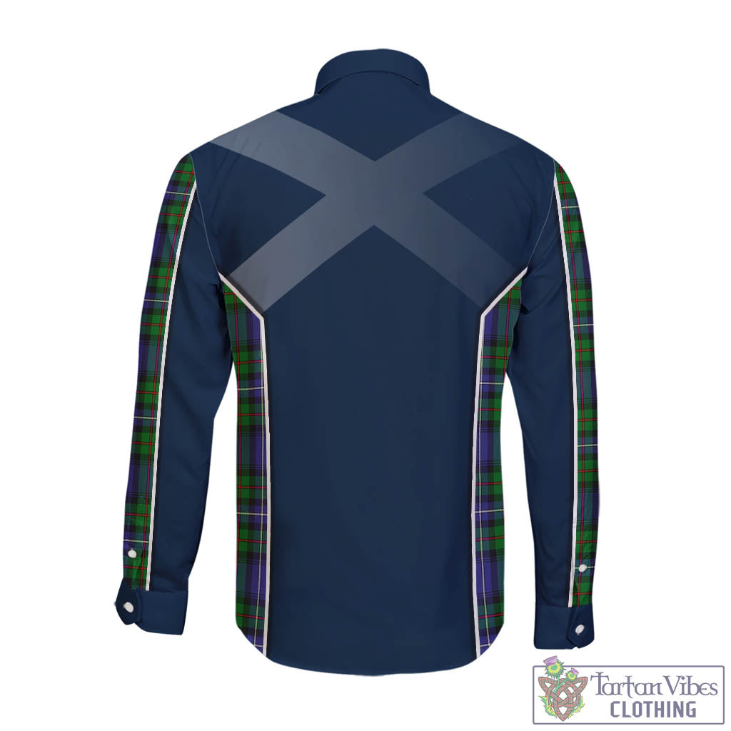 Tartan Vibes Clothing Donnachaidh Tartan Long Sleeve Button Up Shirt with Family Crest and Lion Rampant Vibes Sport Style