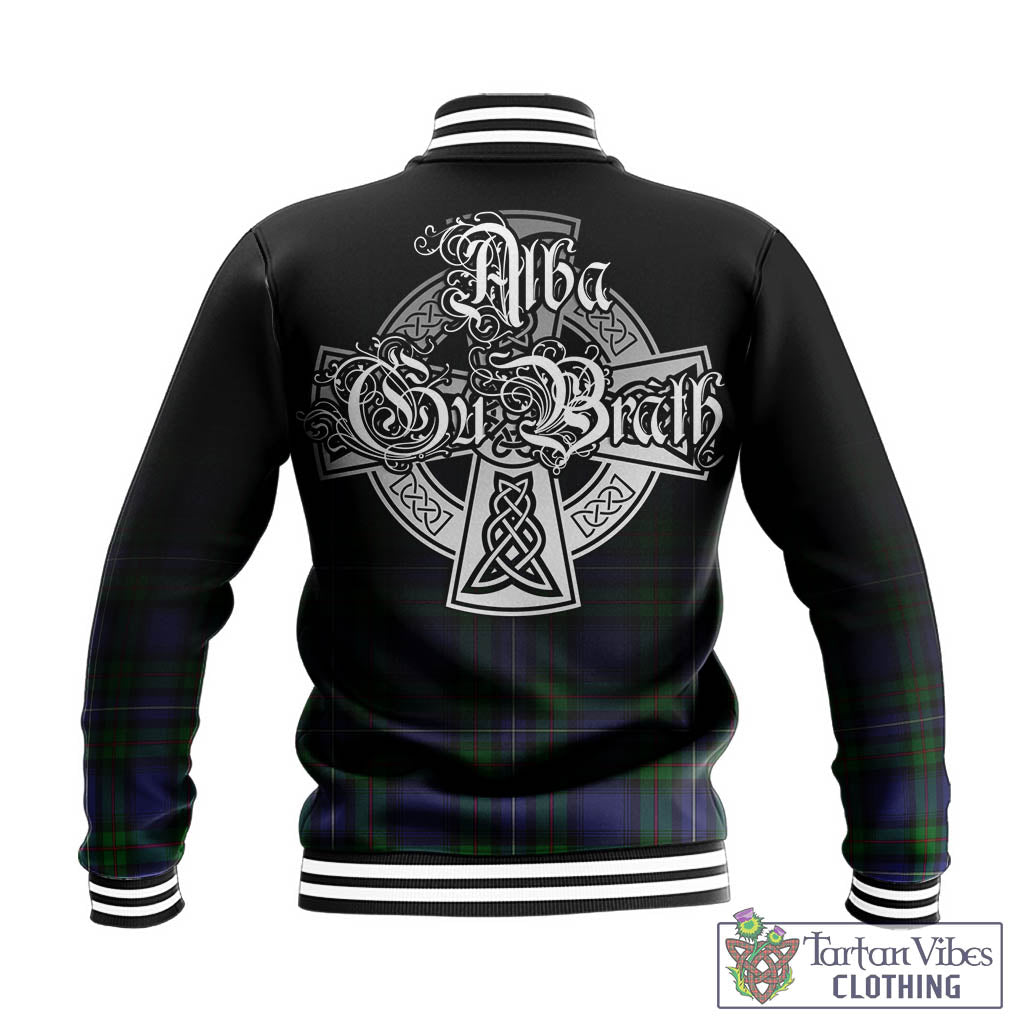 Tartan Vibes Clothing Donnachaidh Tartan Baseball Jacket Featuring Alba Gu Brath Family Crest Celtic Inspired