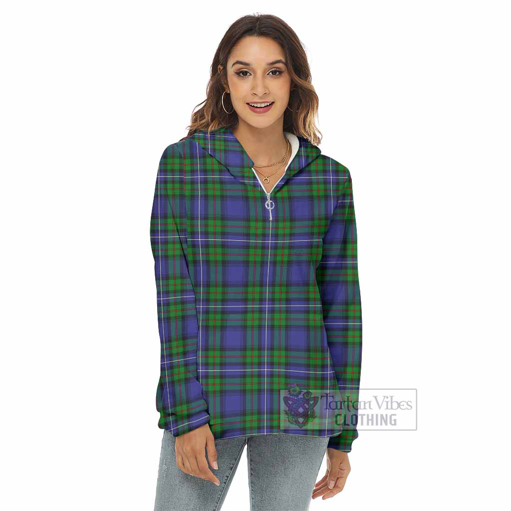 Tartan Vibes Clothing Donnachaidh Tartan Women's Borg  Half Zip Fleece Hoodie