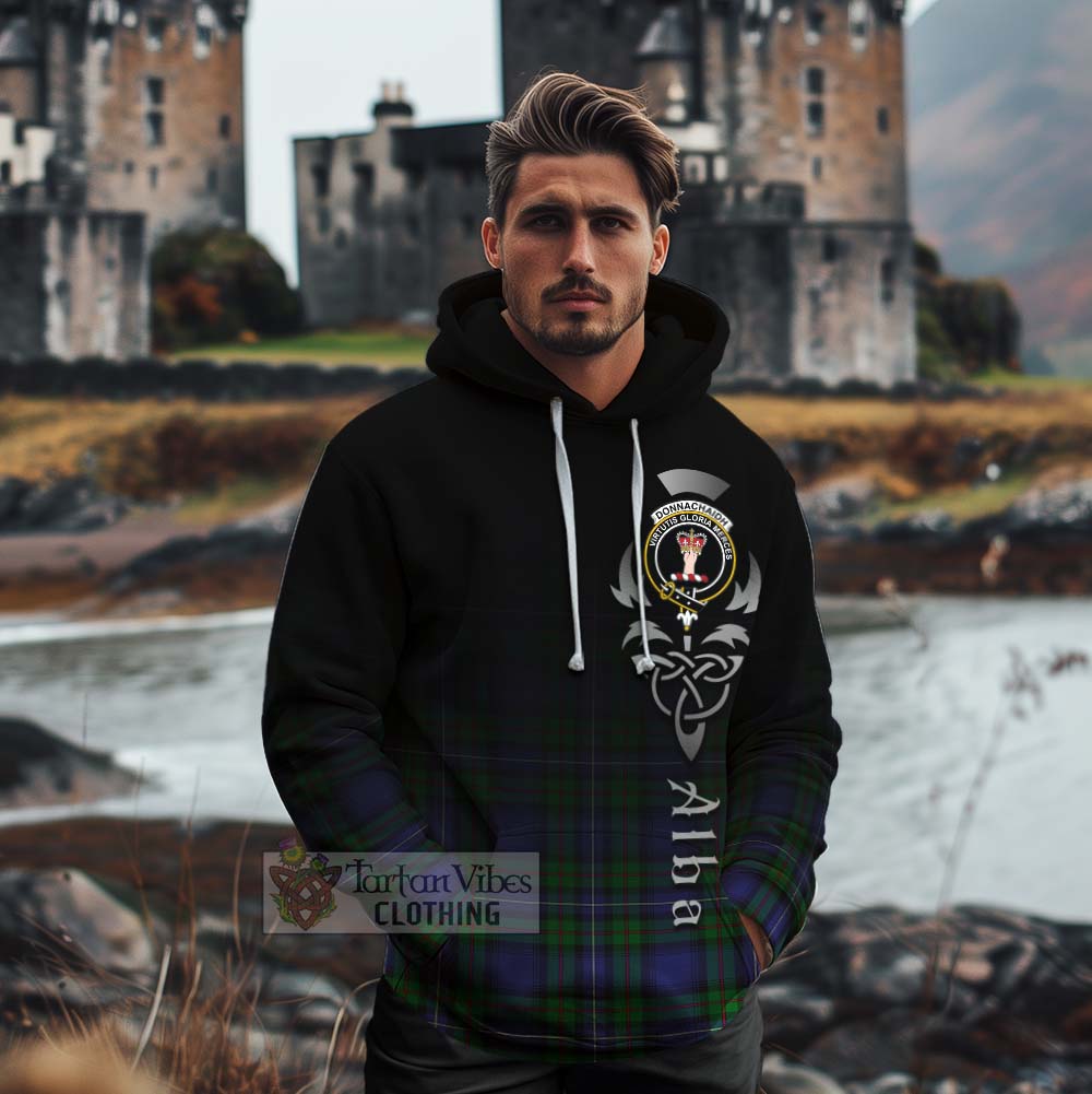 Tartan Vibes Clothing Donnachaidh Tartan Cotton Hoodie Featuring Alba Gu Brath Family Crest Celtic Inspired