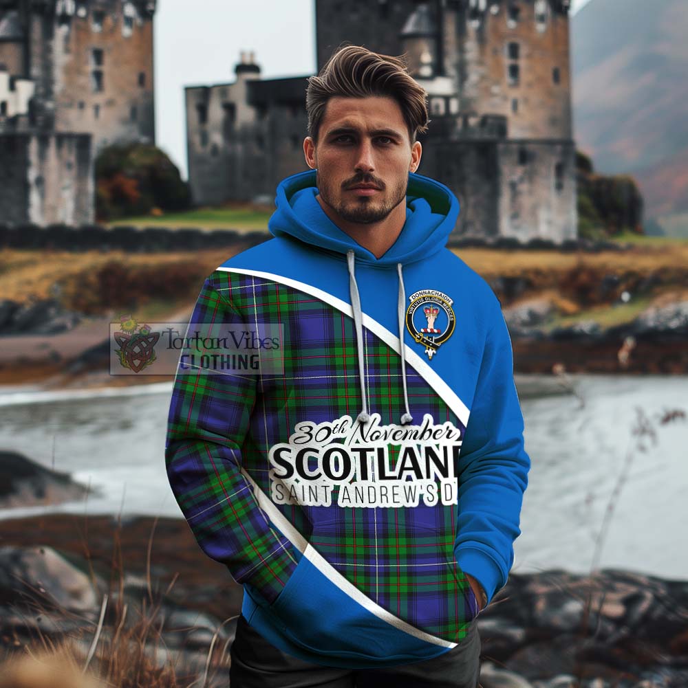 Tartan Vibes Clothing Donnachaidh Family Crest Tartan Cotton Hoodie Celebrate Saint Andrew's Day in Style