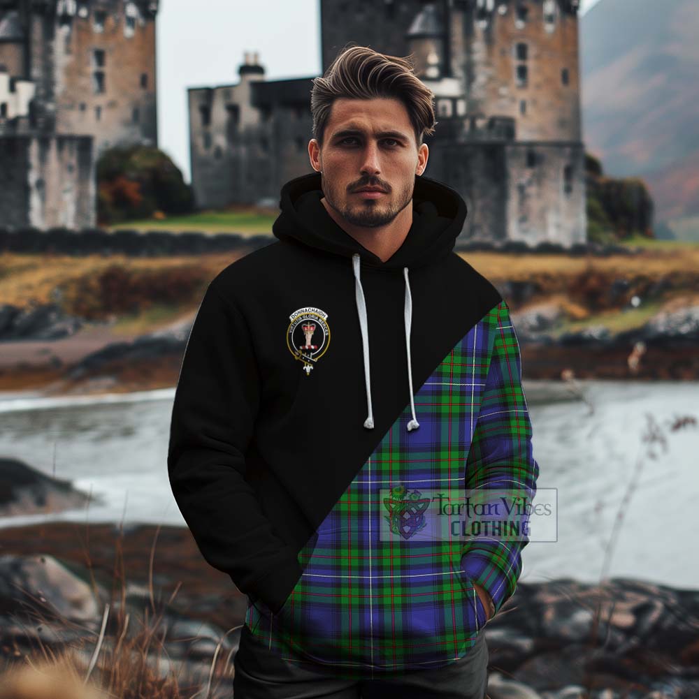 Tartan Vibes Clothing Donnachaidh Tartan Cotton Hoodie with Family Crest and Military Logo Style