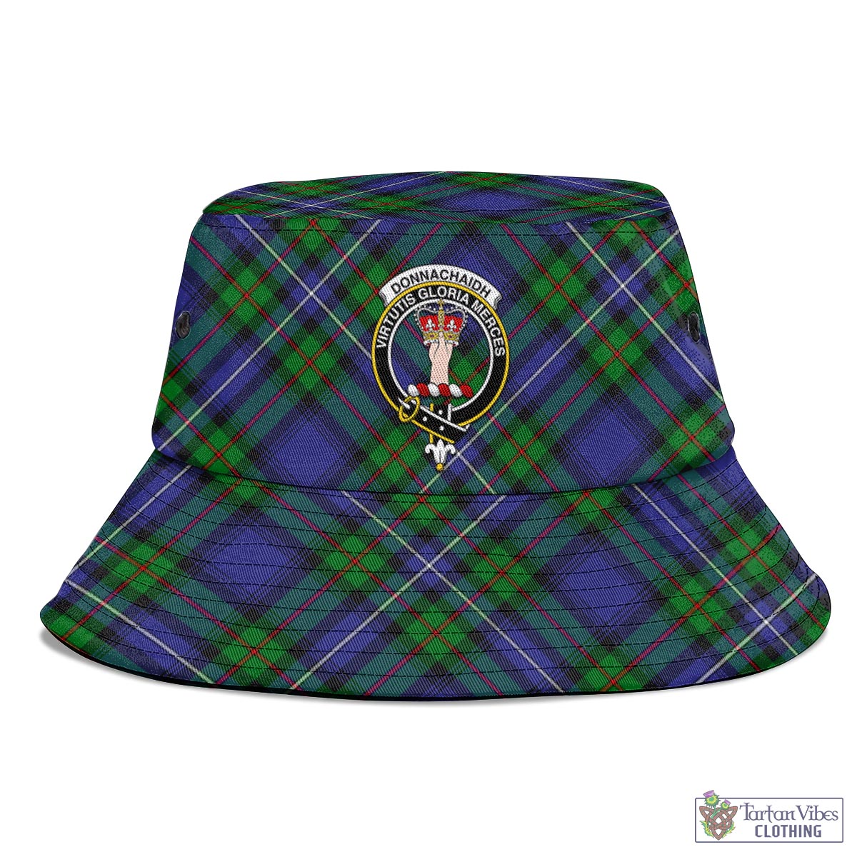 Tartan Vibes Clothing Donnachaidh Tartan Bucket Hat with Family Crest