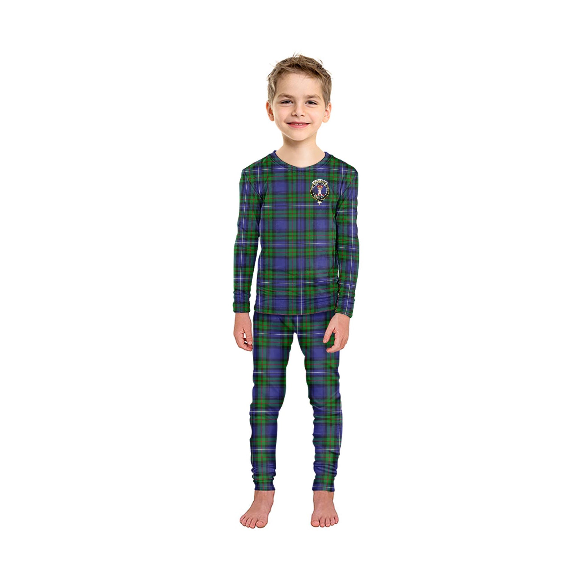 Donnachaidh Tartan Pajamas Family Set with Family Crest - Tartanvibesclothing