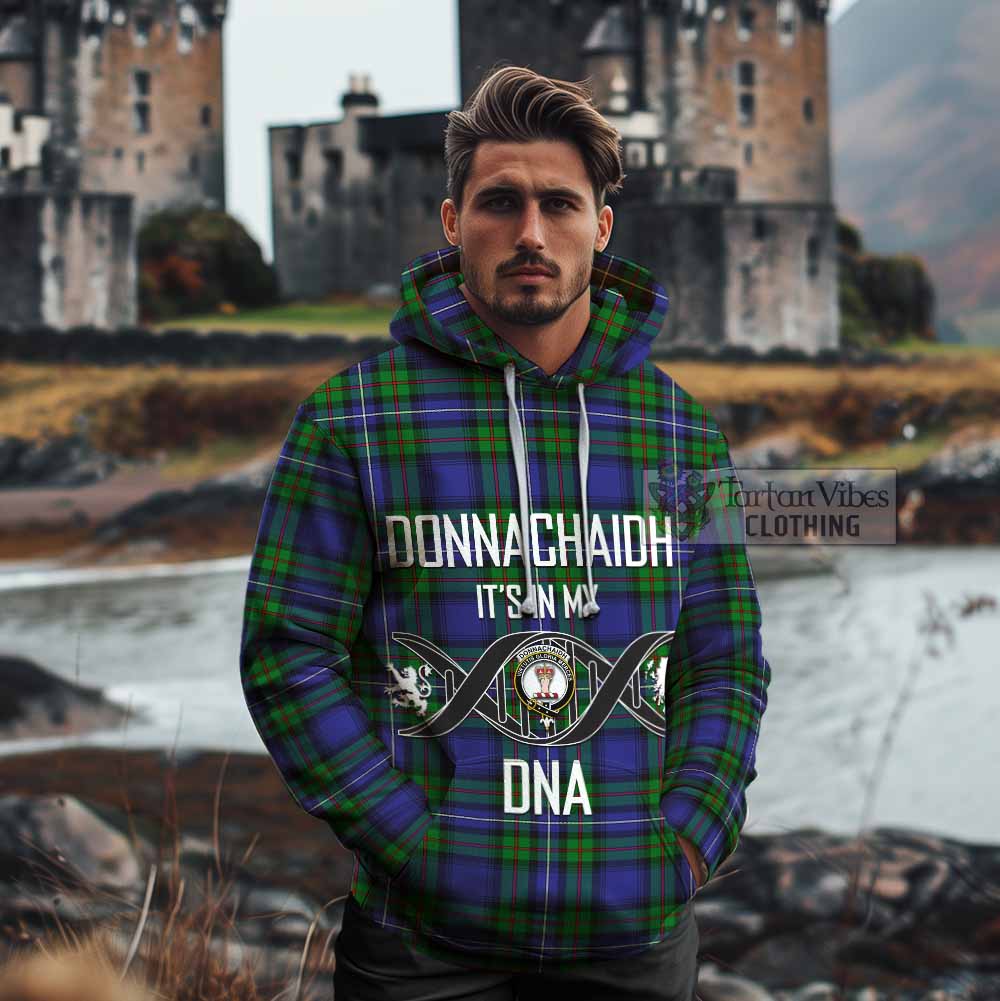 Tartan Vibes Clothing Donnachaidh Tartan Cotton Hoodie with Family Crest DNA In Me Style