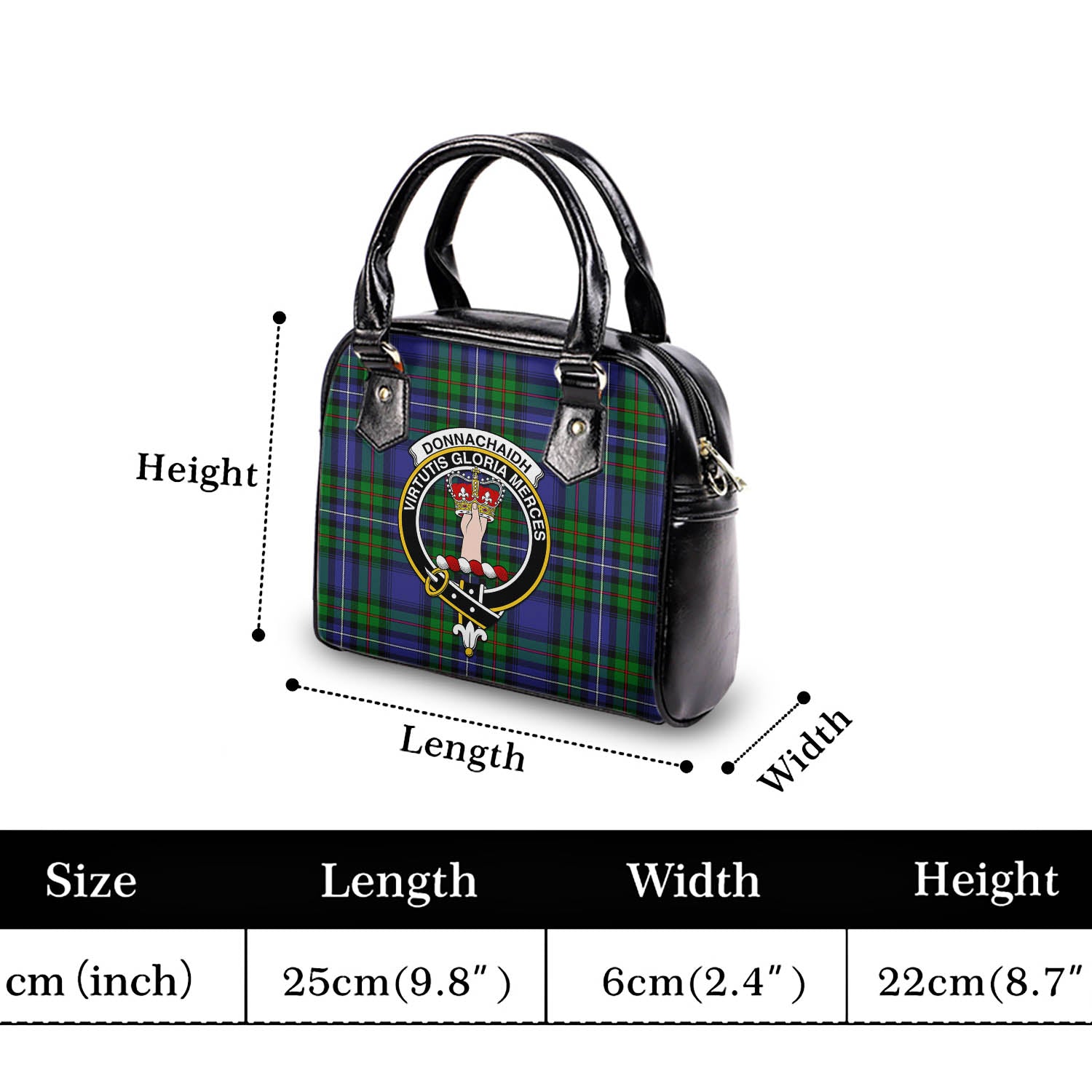 Donnachaidh Tartan Shoulder Handbags with Family Crest - Tartanvibesclothing