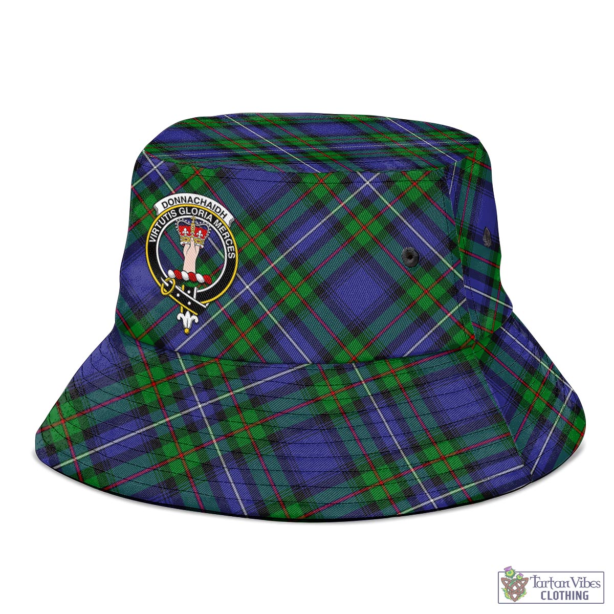 Tartan Vibes Clothing Donnachaidh Tartan Bucket Hat with Family Crest
