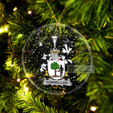 Donnellan Irish Clan Christmas Glass Ornament with Coat of Arms Transparent Glass Circle - 2D-tartanvibesclothing