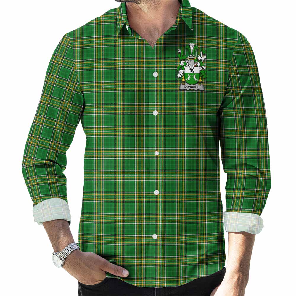 Donohue Irish Clan Tartan Long Sleeve Button Up with Coat of Arms