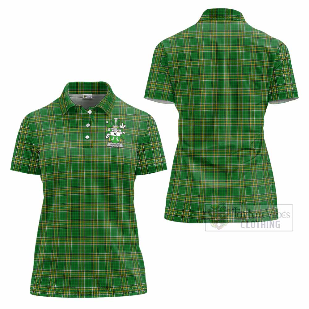 Donohue Irish Clan Tartan Women's Polo Shirt with Coat of Arms