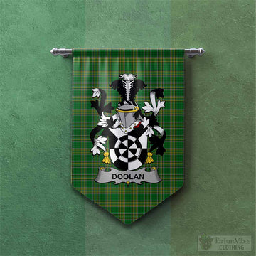 Doolan Irish Clan Tartan Gonfalon, Tartan Banner with Coat of Arms Chevron - Tartan Vibes Clothing