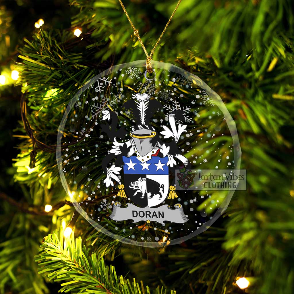 Tartan Vibes Clothing Doran Irish Clan Christmas Glass Ornament with Coat of Arms