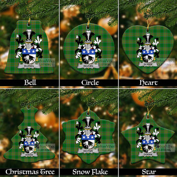 Doran Irish Clan Tartan Christmas Ceramic Ornament with Coat of Arms