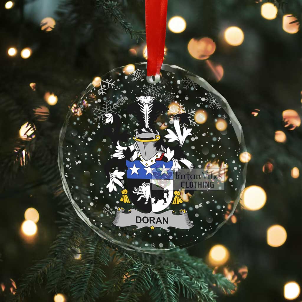 Tartan Vibes Clothing Doran Irish Clan Christmas Glass Ornament with Coat of Arms